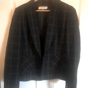 Kasper windowpane-plaid one-button blazer